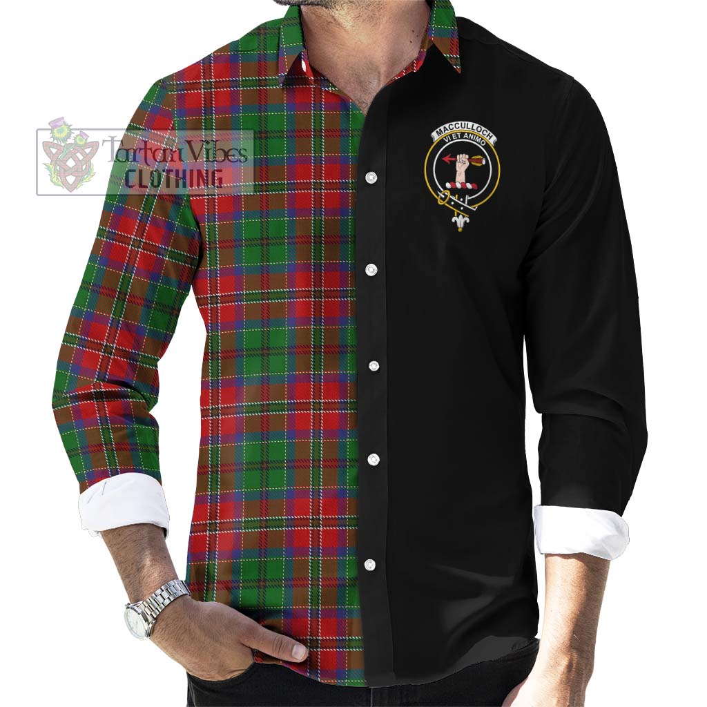 Tartan Vibes Clothing MacCulloch Tartan Long Sleeve Button Shirt with Family Crest and Half Of Me Style