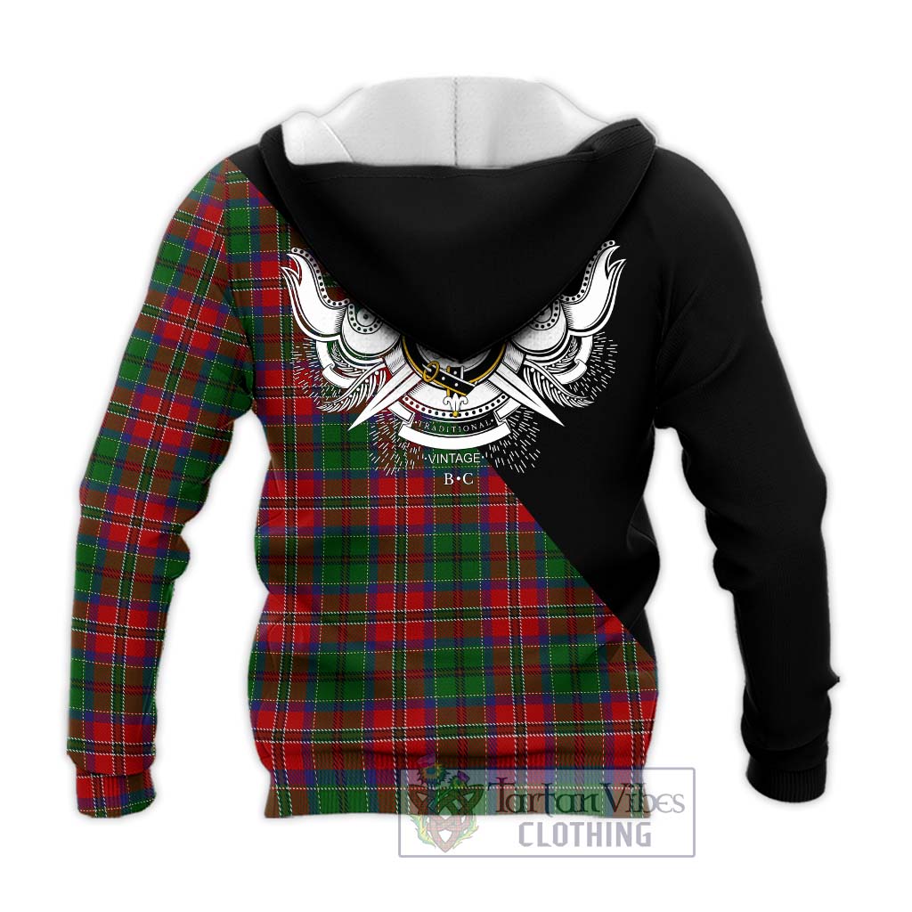 Tartan Vibes Clothing MacCulloch Tartan Knitted Hoodie with Family Crest and Military Logo Style