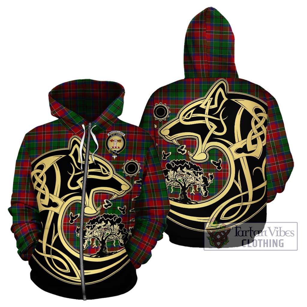 Tartan Vibes Clothing MacCulloch Tartan Hoodie with Family Crest Celtic Wolf Style