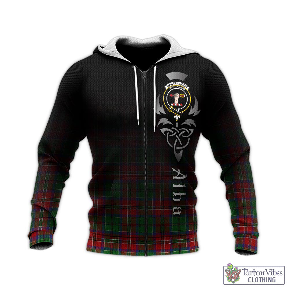 Tartan Vibes Clothing MacCulloch Tartan Knitted Hoodie Featuring Alba Gu Brath Family Crest Celtic Inspired