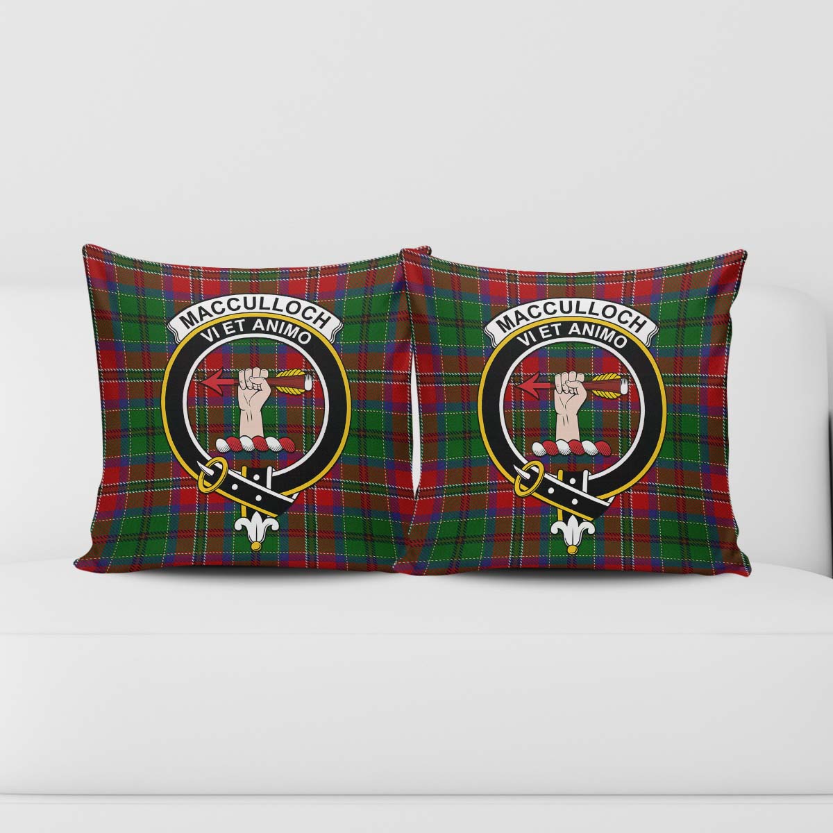 MacCulloch Tartan Pillow Cover with Family Crest - Tartanvibesclothing