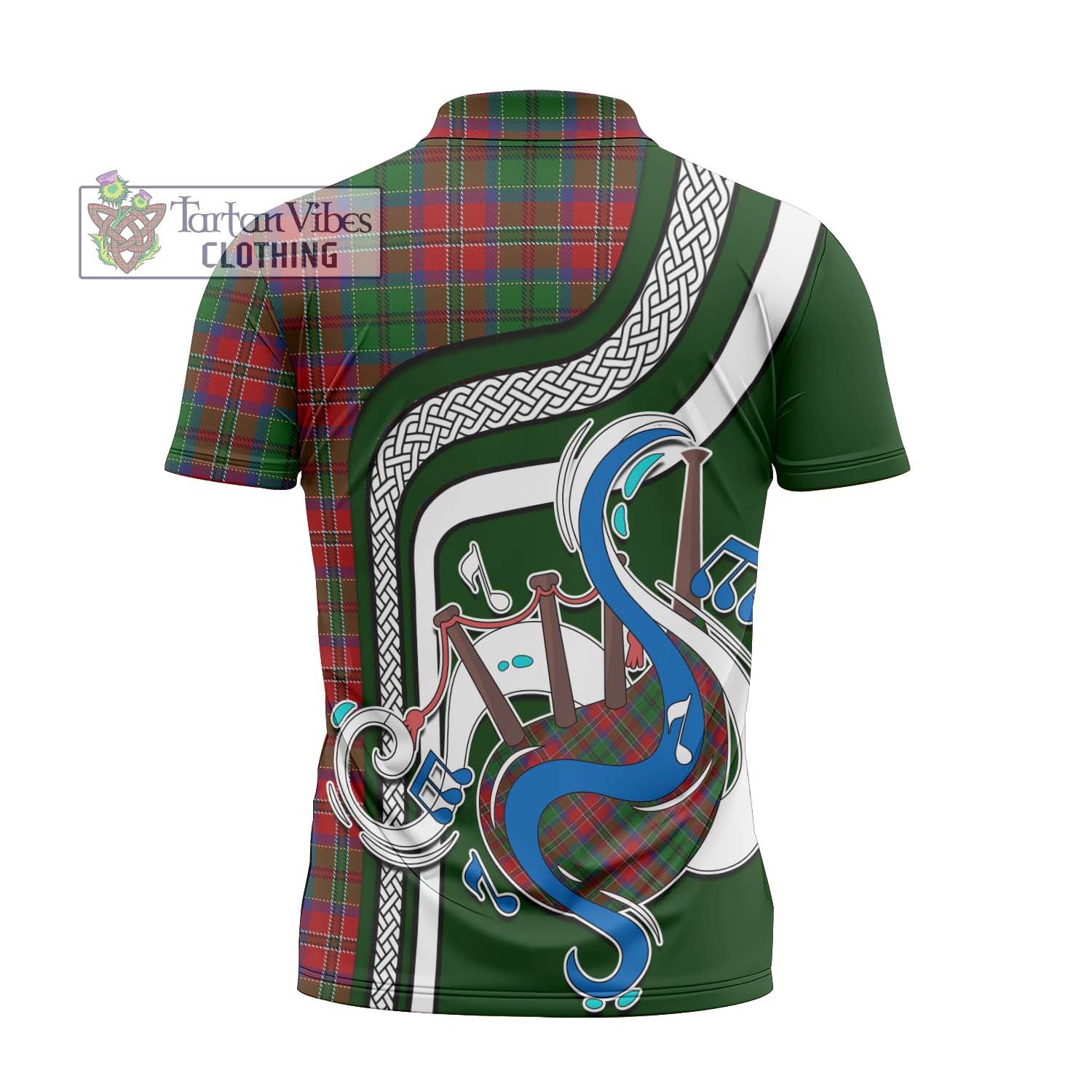 Tartan Vibes Clothing MacCulloch Tartan Zipper Polo Shirt with Epic Bagpipe Style