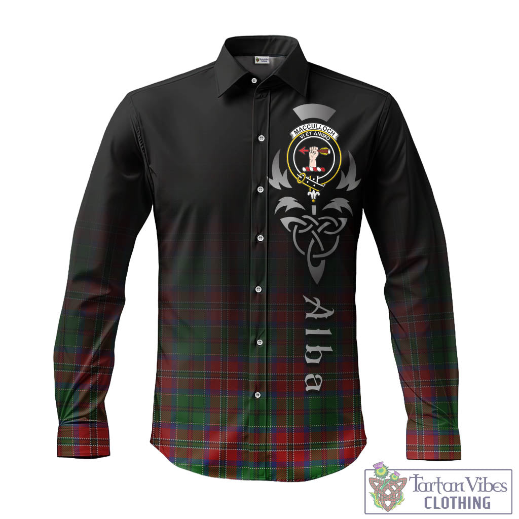 Tartan Vibes Clothing MacCulloch Tartan Long Sleeve Button Up Featuring Alba Gu Brath Family Crest Celtic Inspired