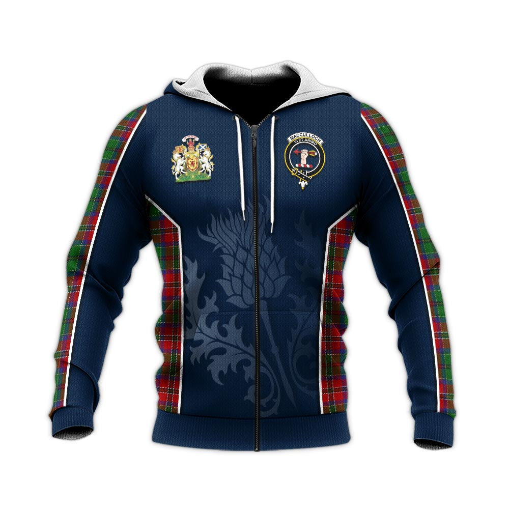 Tartan Vibes Clothing MacCulloch Tartan Knitted Hoodie with Family Crest and Scottish Thistle Vibes Sport Style