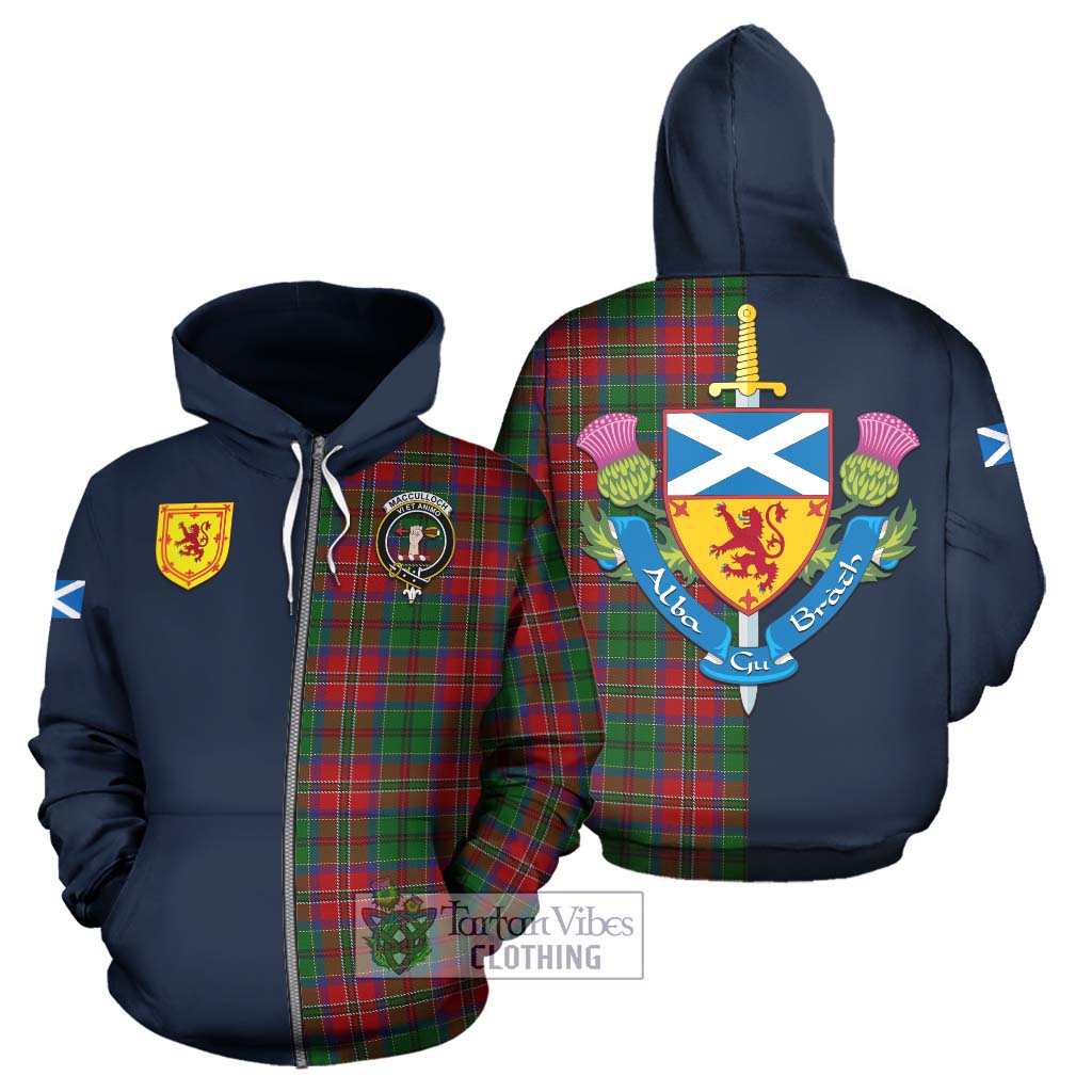 Tartan Vibes Clothing MacCulloch Tartan Hoodie with Scottish Lion Royal Arm Half Style