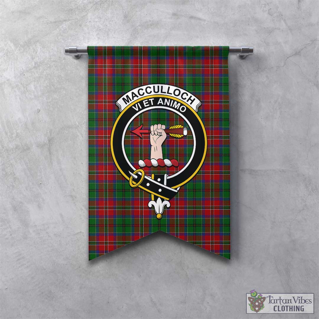 Tartan Vibes Clothing MacCulloch Tartan Gonfalon, Tartan Banner with Family Crest