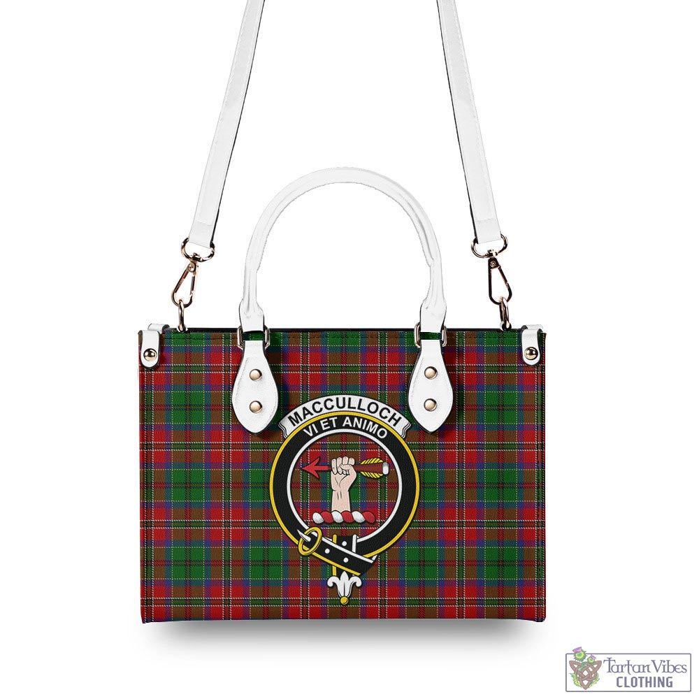 Tartan Vibes Clothing MacCulloch Tartan Luxury Leather Handbags with Family Crest