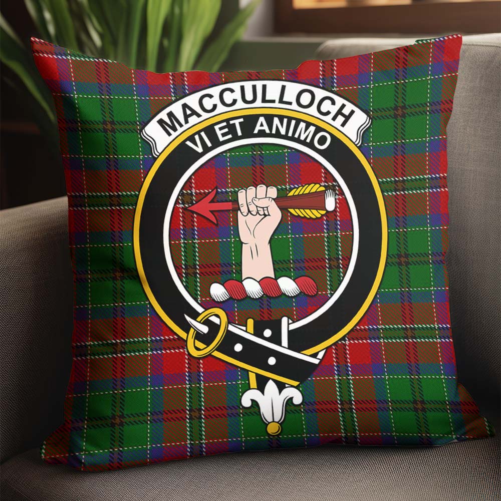 MacCulloch Tartan Pillow Cover with Family Crest - Tartanvibesclothing