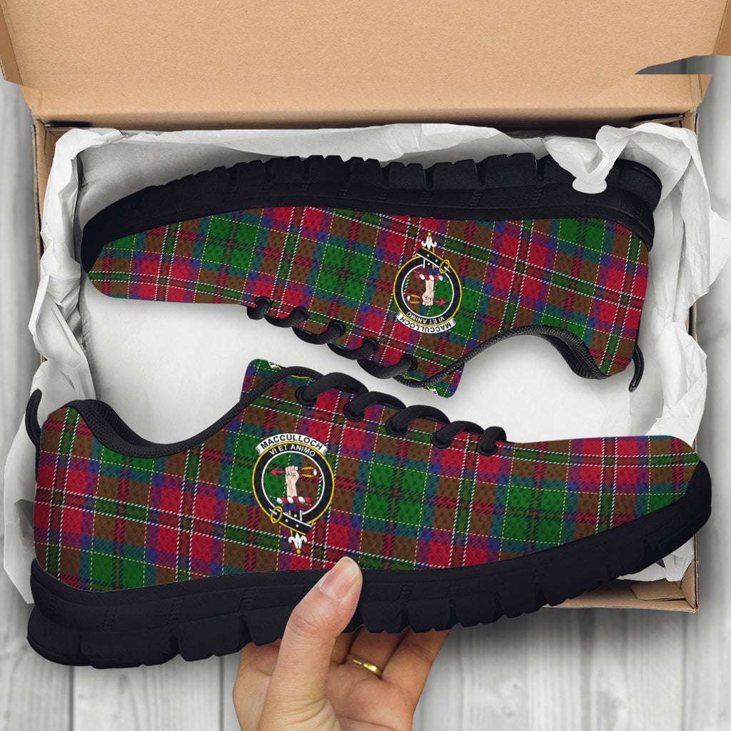 MacCulloch (McCulloch) Tartan Sneakers with Family Crest - Tartan Vibes Clothing