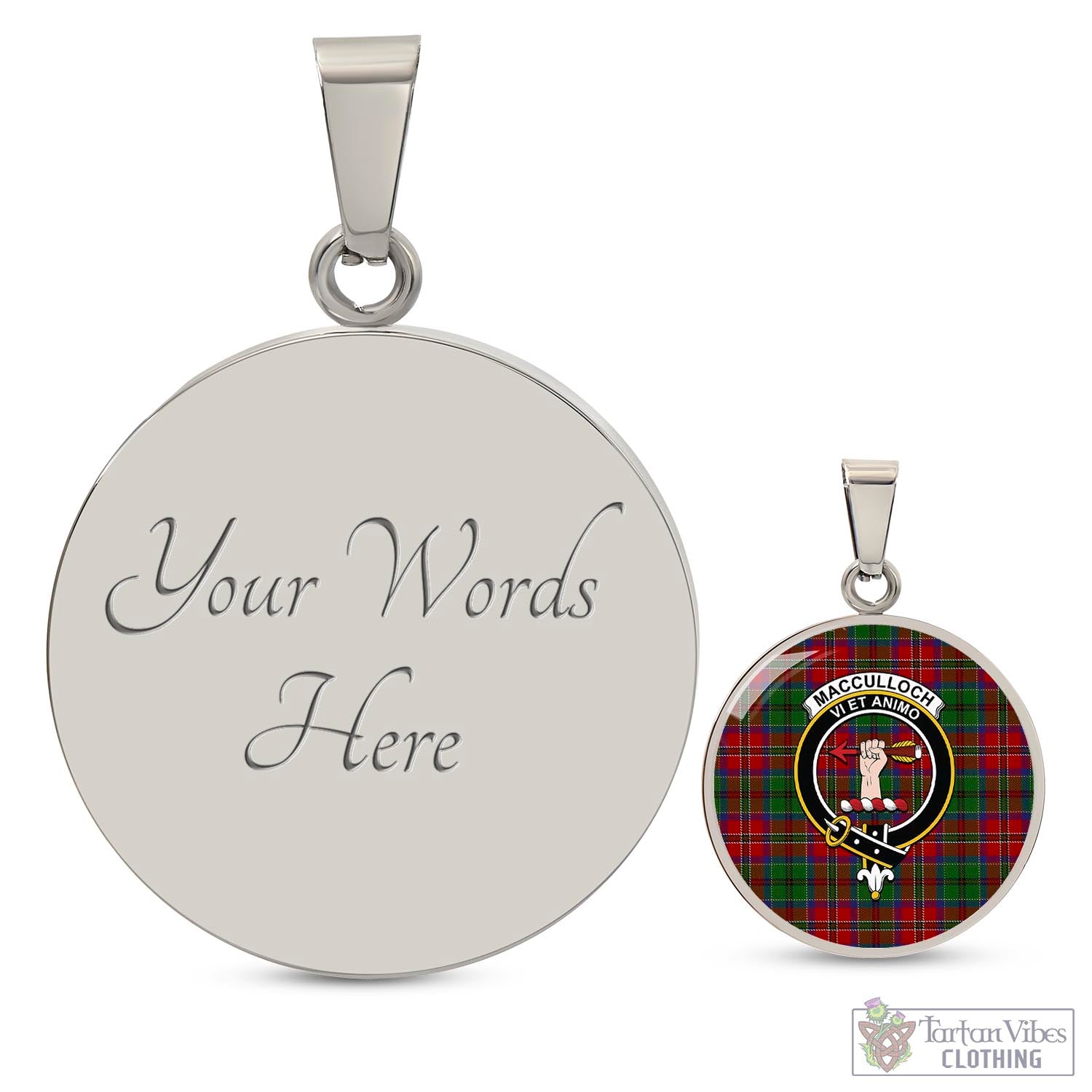 Tartan Vibes Clothing MacCulloch Tartan Circle Necklace with Family Crest