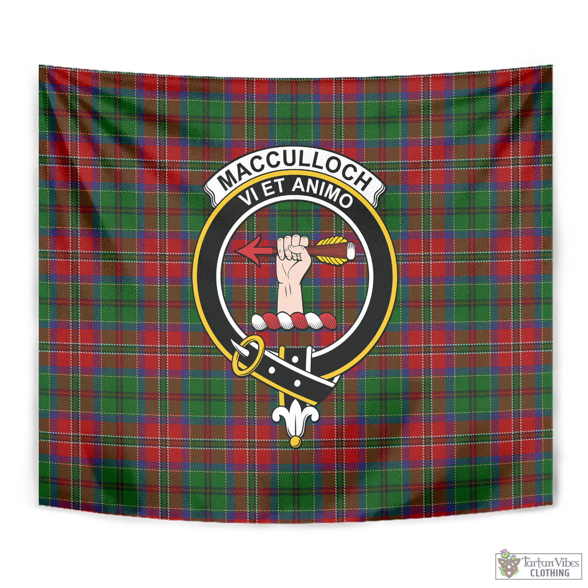 Tartan Vibes Clothing MacCulloch Tartan Tapestry Wall Hanging and Home Decor for Room with Family Crest