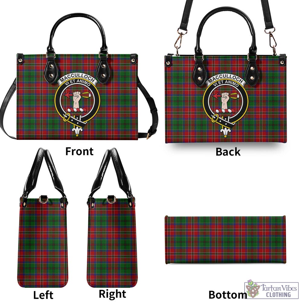 Tartan Vibes Clothing MacCulloch Tartan Luxury Leather Handbags with Family Crest