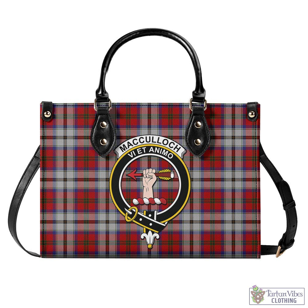 Tartan Vibes Clothing MacCulloch Dress Tartan Luxury Leather Handbags with Family Crest