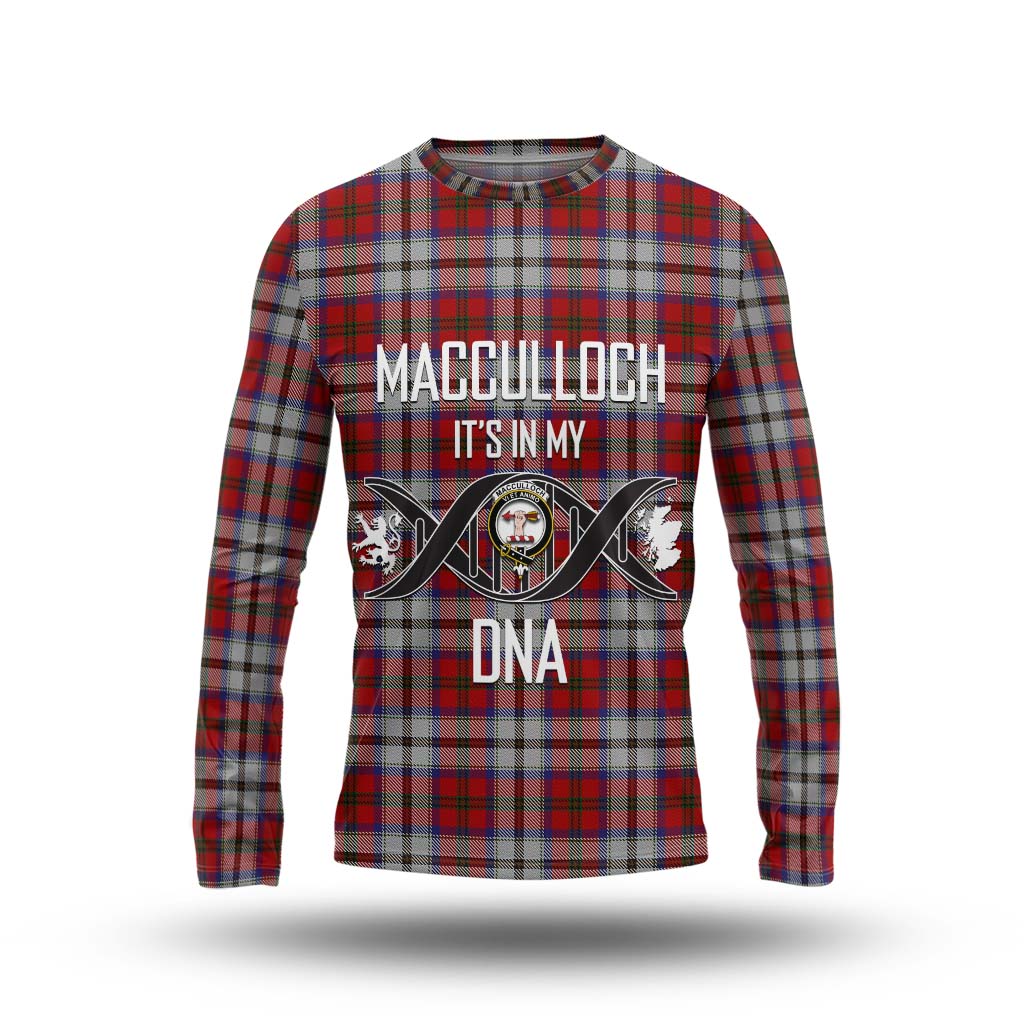 Tartan Vibes Clothing MacCulloch Dress Tartan Long Sleeve T-Shirt with Family Crest DNA In Me Style