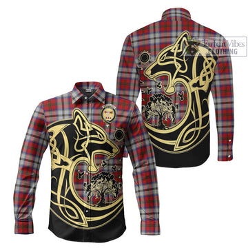 MacCulloch Dress Tartan Long Sleeve Button Shirt with Family Crest Celtic Wolf Style