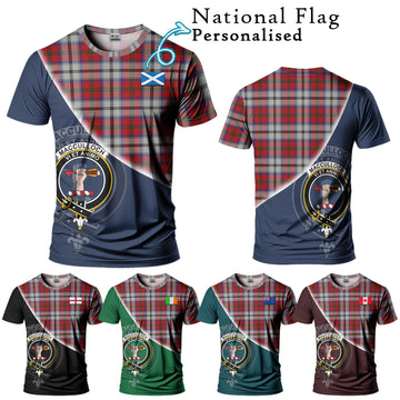 MacCulloch Dress Tartan T-Shirt with Personalised National Flag and Family Crest Half Style