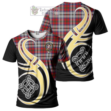 MacCulloch Dress Tartan T-Shirt with Family Crest and Celtic Symbol Style
