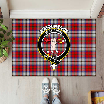 MacCulloch Dress Tartan Door Mat with Family Crest