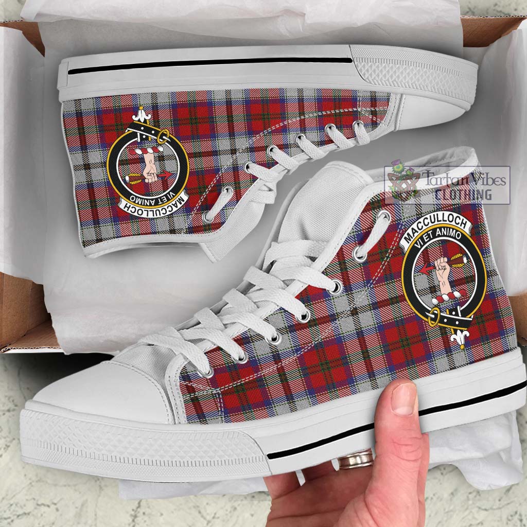 Tartan Vibes Clothing MacCulloch Dress Tartan High Top Shoes with Family Crest