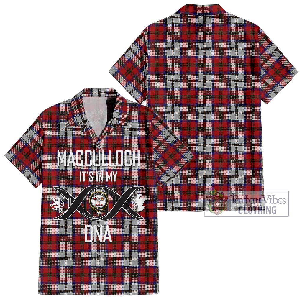 Tartan Vibes Clothing MacCulloch Dress Tartan Short Sleeve Button Shirt with Family Crest DNA In Me Style