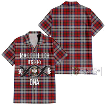 MacCulloch Dress Tartan Short Sleeve Button Shirt with Family Crest DNA In Me Style