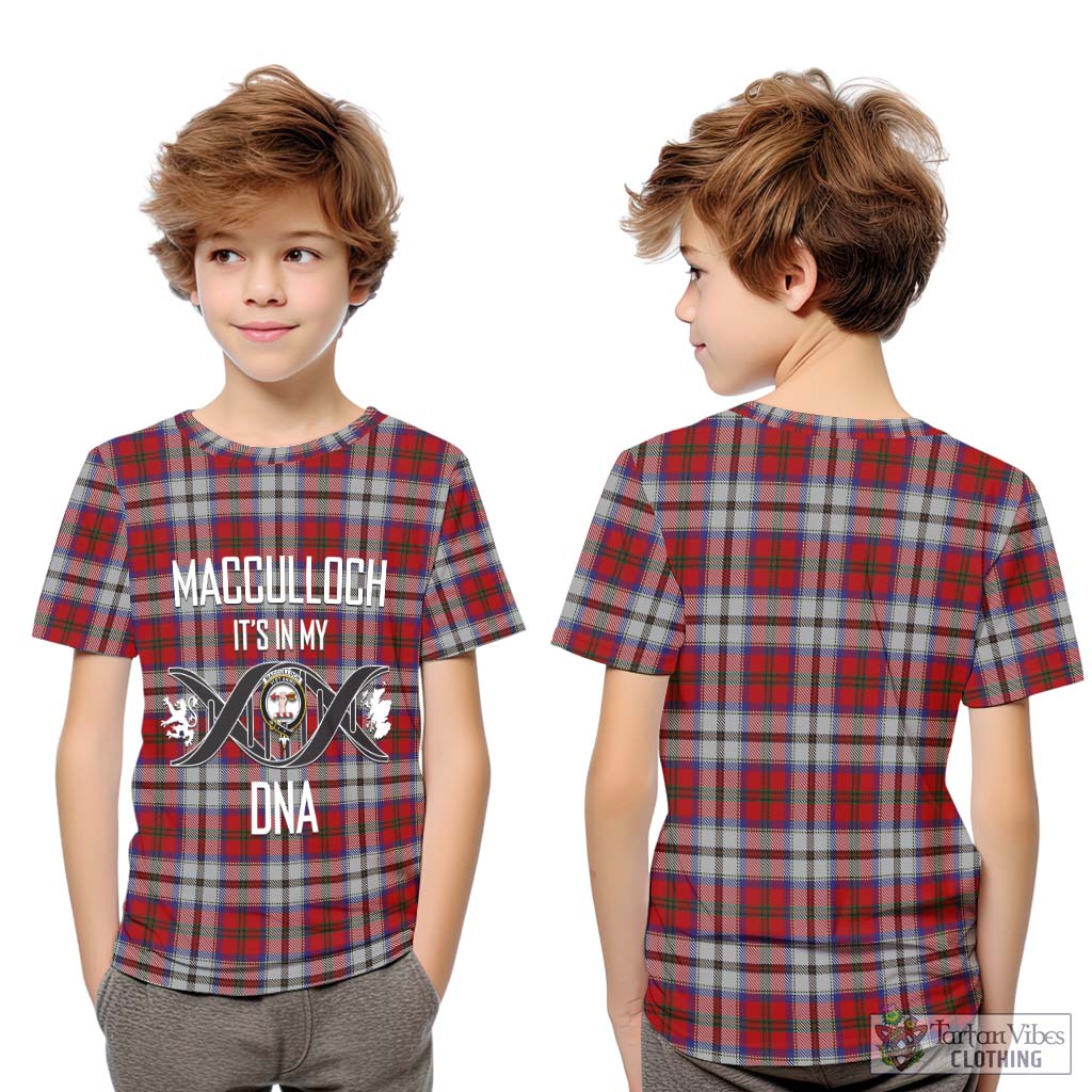 Tartan Vibes Clothing MacCulloch Dress Tartan Kid T-Shirt with Family Crest DNA In Me Style