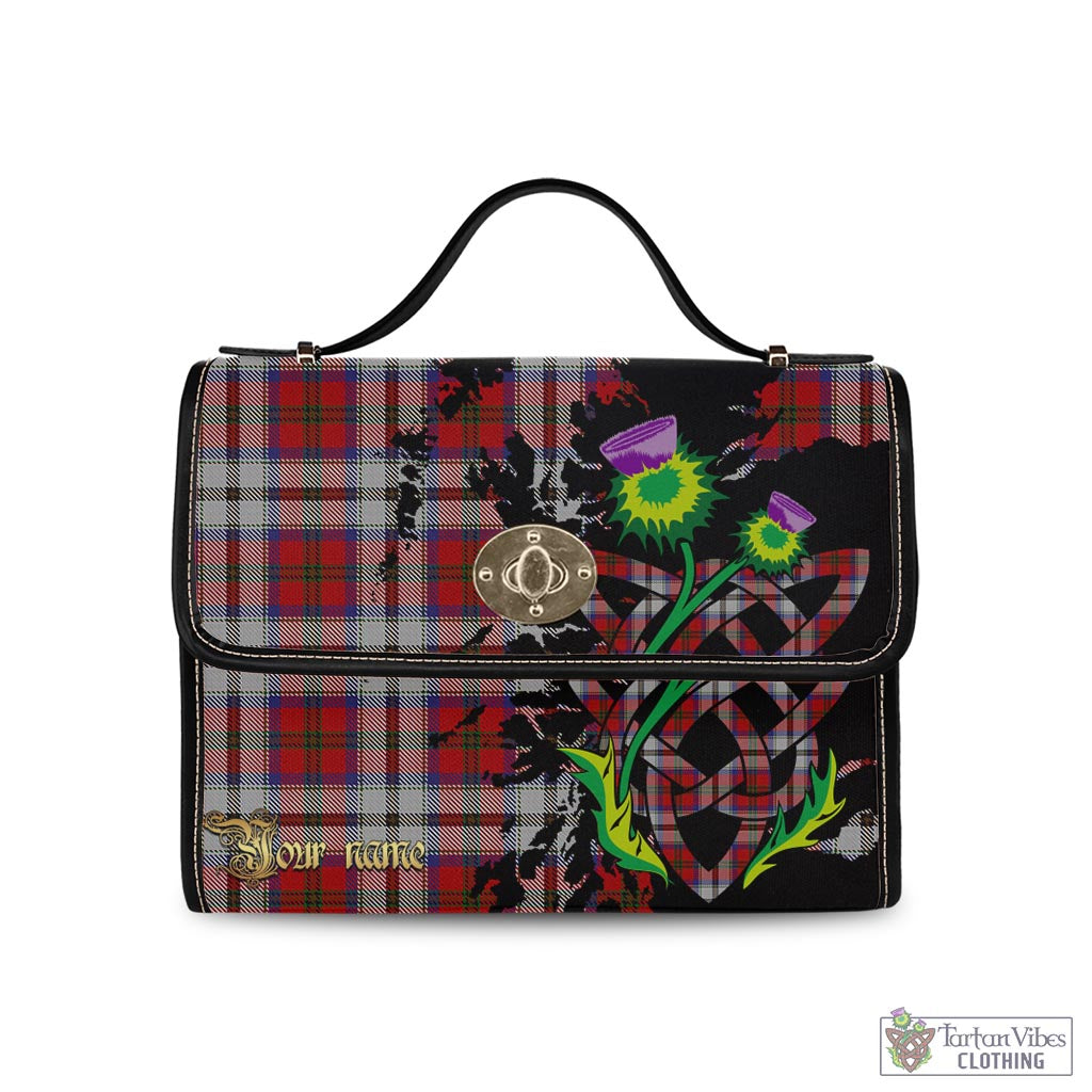 Tartan Vibes Clothing MacCulloch Dress Tartan Waterproof Canvas Bag with Scotland Map and Thistle Celtic Accents