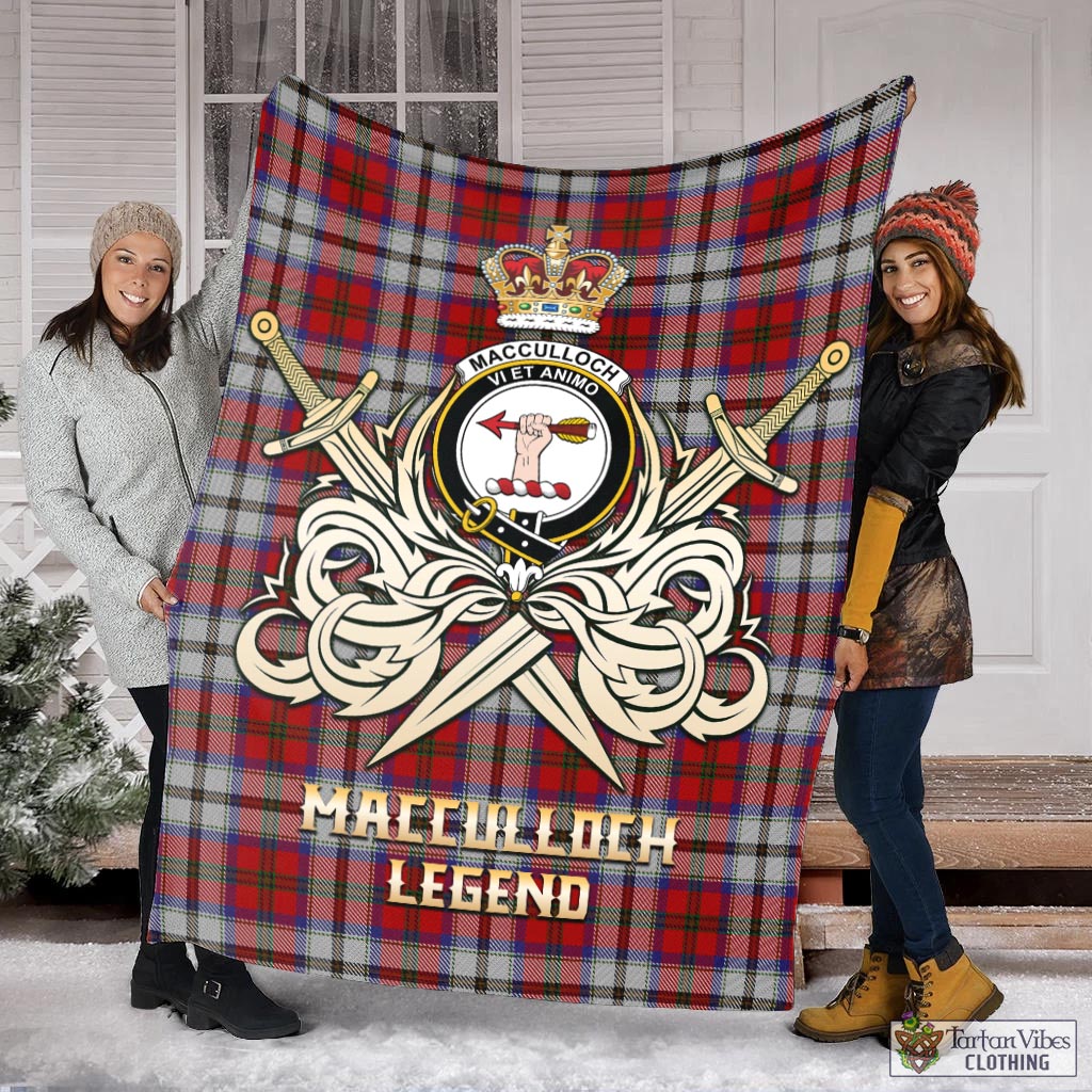 Tartan Vibes Clothing MacCulloch Dress Tartan Blanket with Clan Crest and the Golden Sword of Courageous Legacy