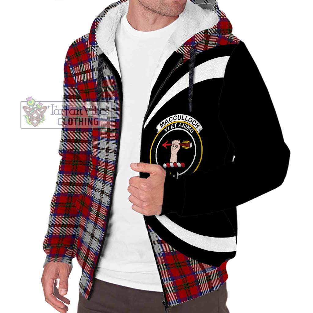 MacCulloch Dress Tartan Sherpa Hoodie with Family Crest Circle Style Unisex S - Tartan Vibes Clothing