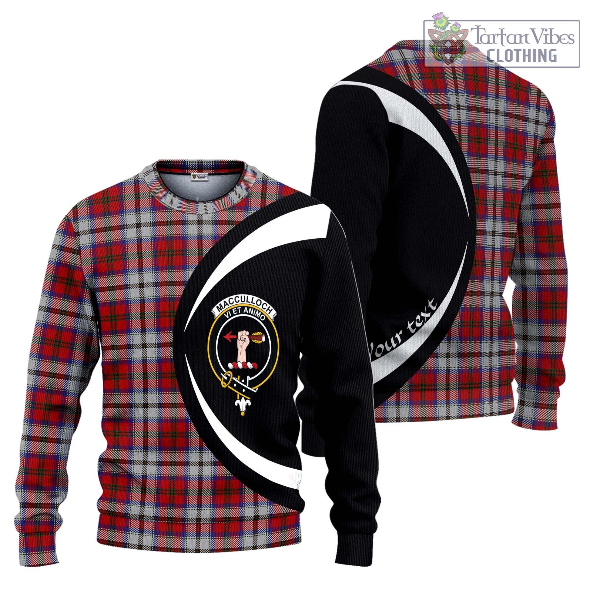 MacCulloch Dress Tartan Knitted Sweater with Family Crest Circle Style Unisex - Tartan Vibes Clothing