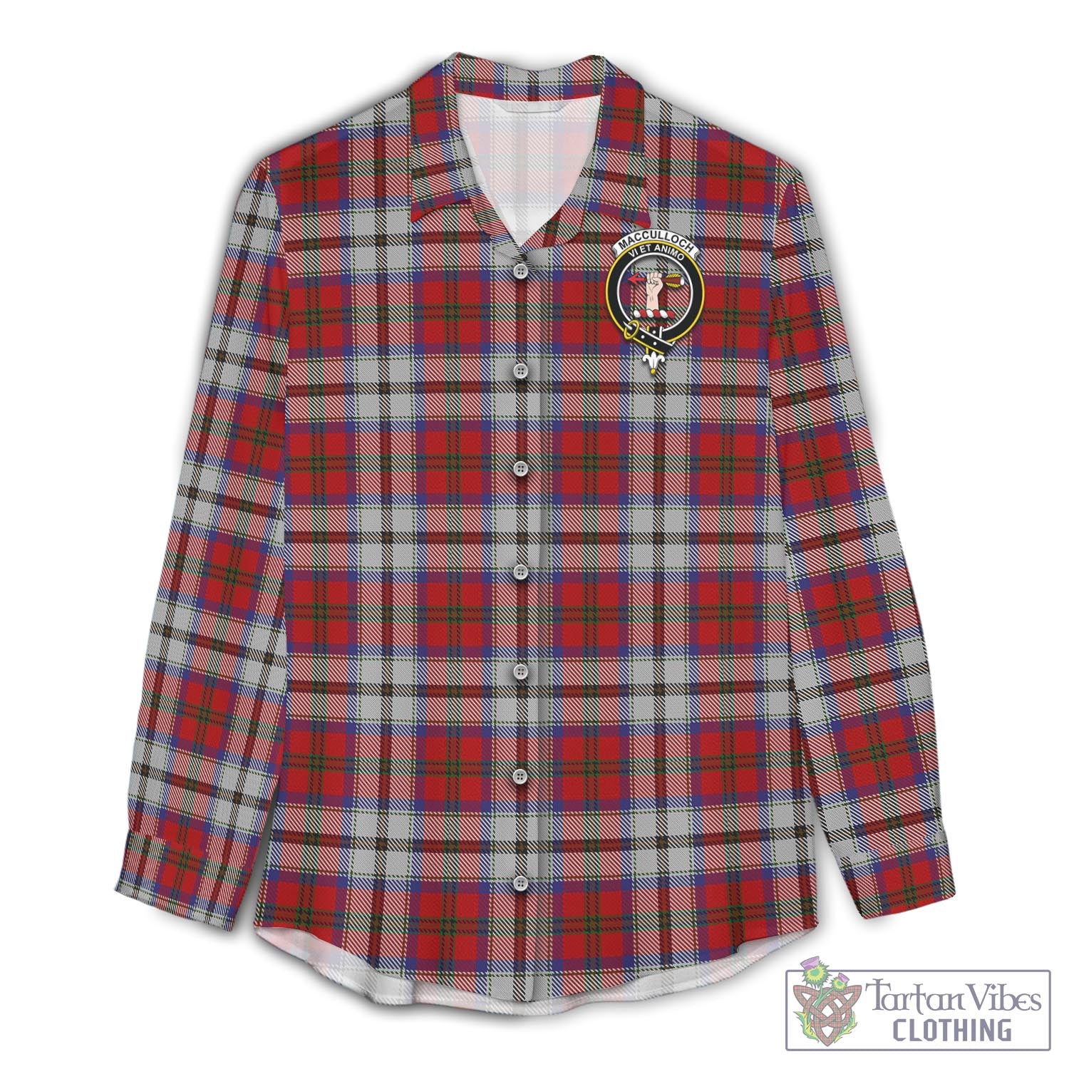 Tartan Vibes Clothing MacCulloch Dress Tartan Womens Casual Shirt with Family Crest