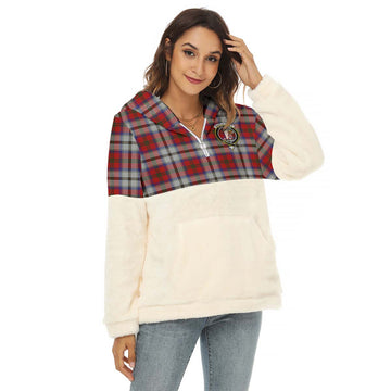 MacCulloch Dress Tartan Women's Borg Fleece Hoodie With Half Zip with Family Crest