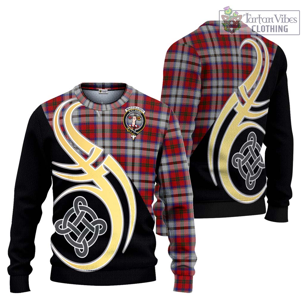 Tartan Vibes Clothing MacCulloch Dress Tartan Knitted Sweater with Family Crest and Celtic Symbol Style