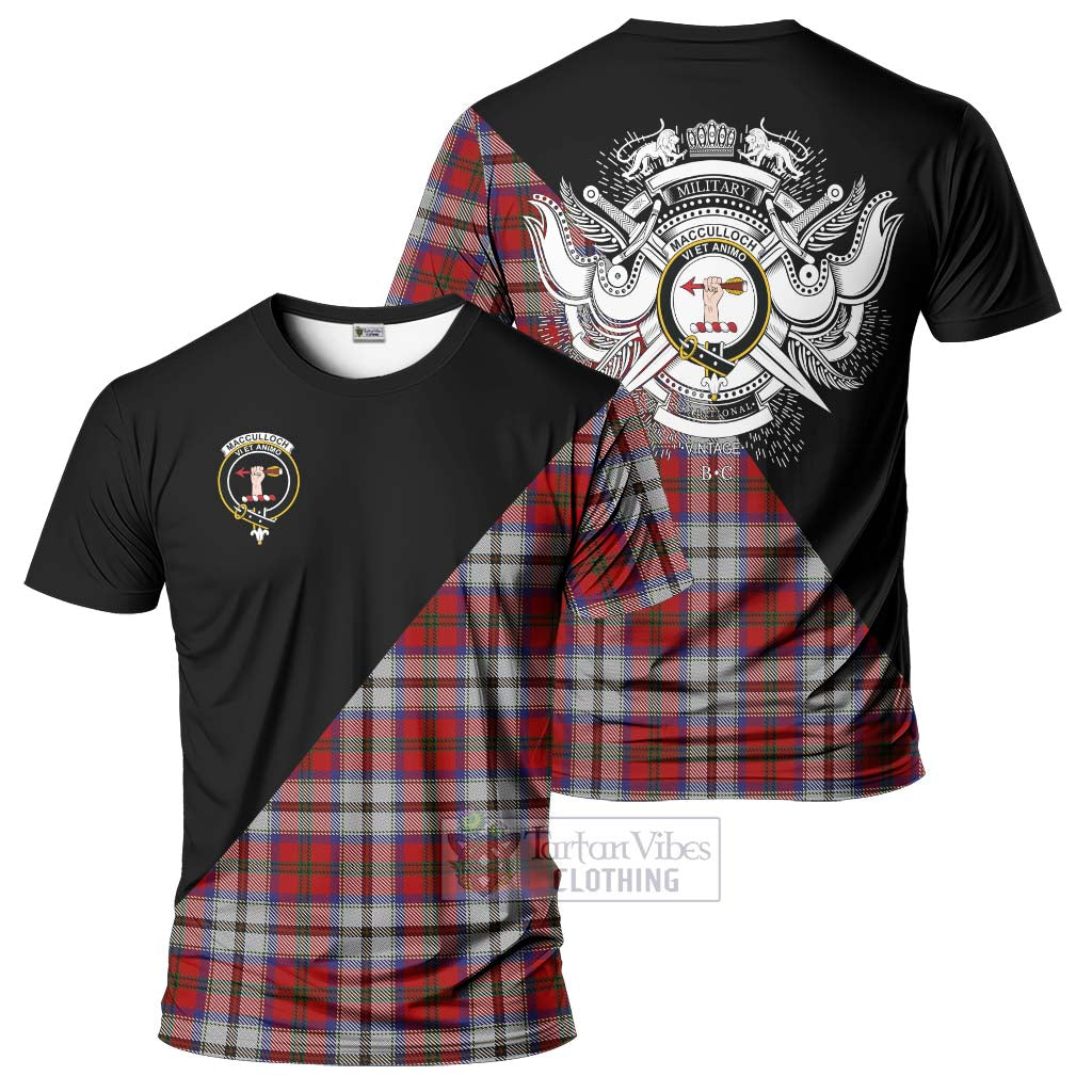 Tartan Vibes Clothing MacCulloch Dress Tartan T-Shirt with Family Crest and Military Logo Style