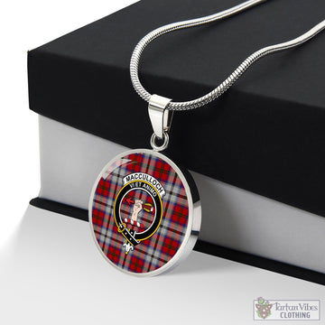 MacCulloch Dress Tartan Circle Necklace with Family Crest
