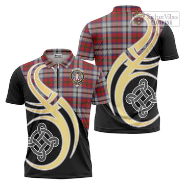 MacCulloch Dress Tartan Zipper Polo Shirt with Family Crest and Celtic Symbol Style