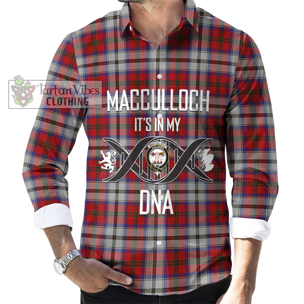 Tartan Vibes Clothing MacCulloch Dress Tartan Long Sleeve Button Shirt with Family Crest DNA In Me Style