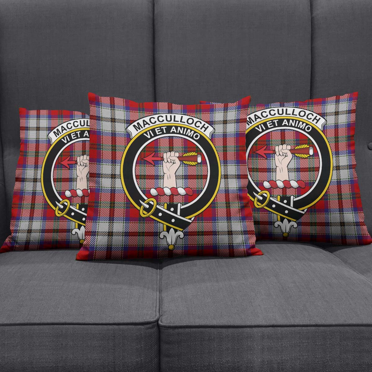 MacCulloch Dress Tartan Pillow Cover with Family Crest Square Pillow Cover - Tartanvibesclothing