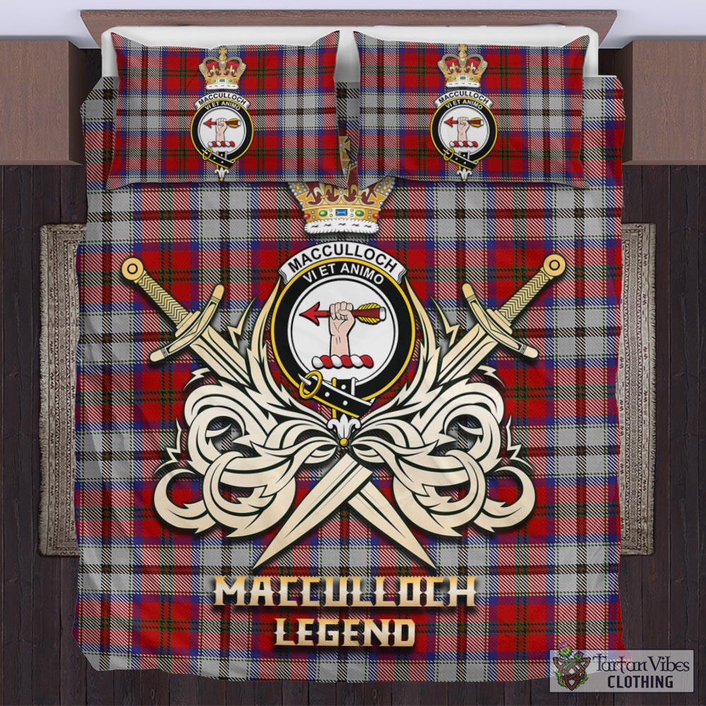 Tartan Vibes Clothing MacCulloch Dress Tartan Bedding Set with Clan Crest and the Golden Sword of Courageous Legacy