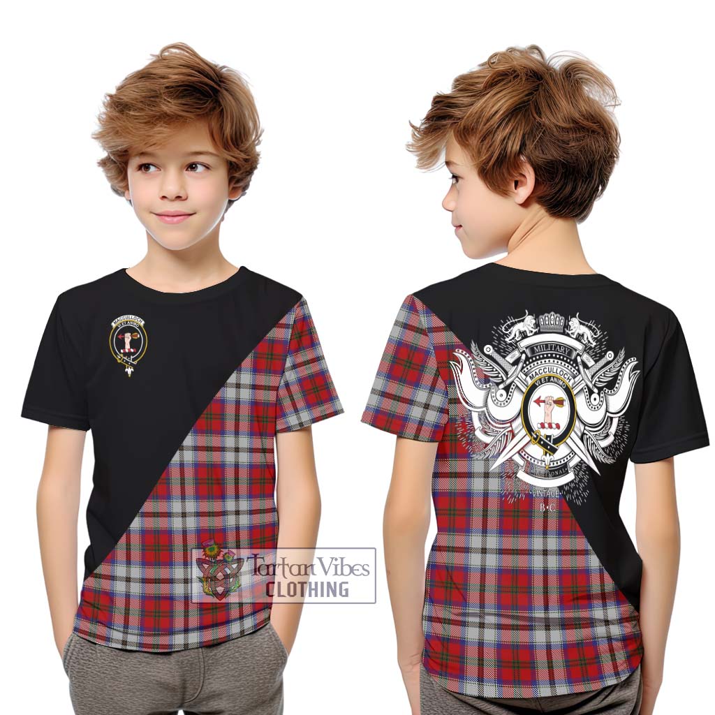 Tartan Vibes Clothing MacCulloch Dress Tartan Kid T-Shirt with Family Crest and Military Logo Style