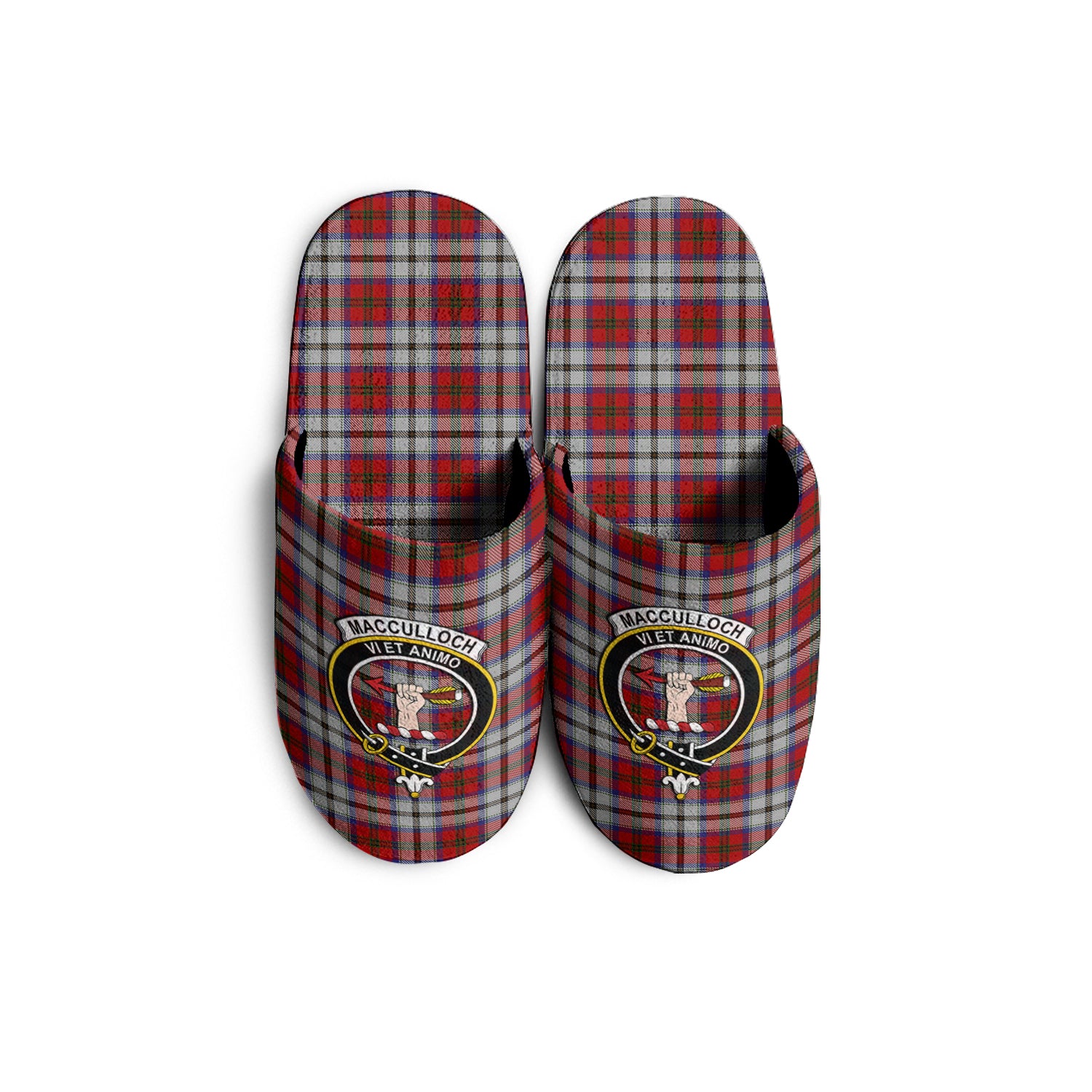 MacCulloch Dress Tartan Home Slippers with Family Crest - Tartanvibesclothing