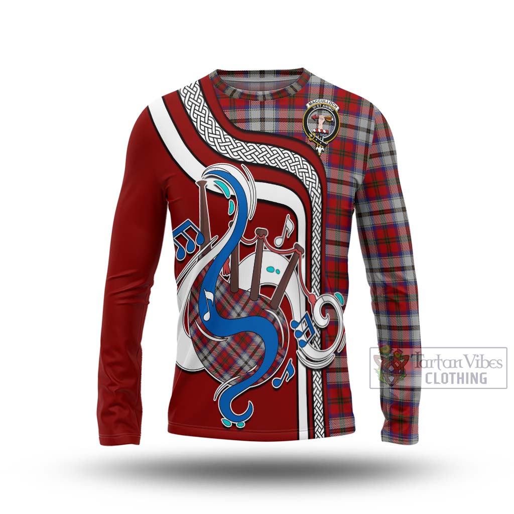 Tartan Vibes Clothing MacCulloch Dress Tartan Long Sleeve T-Shirt with Epic Bagpipe Style