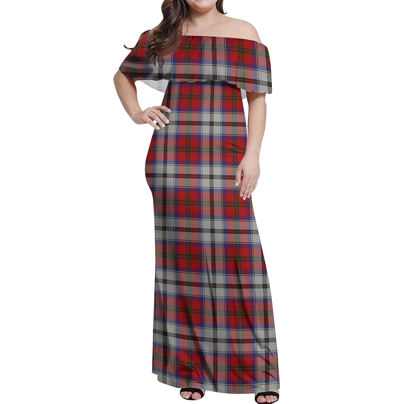 MacCulloch Dress Tartan Off Shoulder Long Dress Women's Dress - Tartanvibesclothing