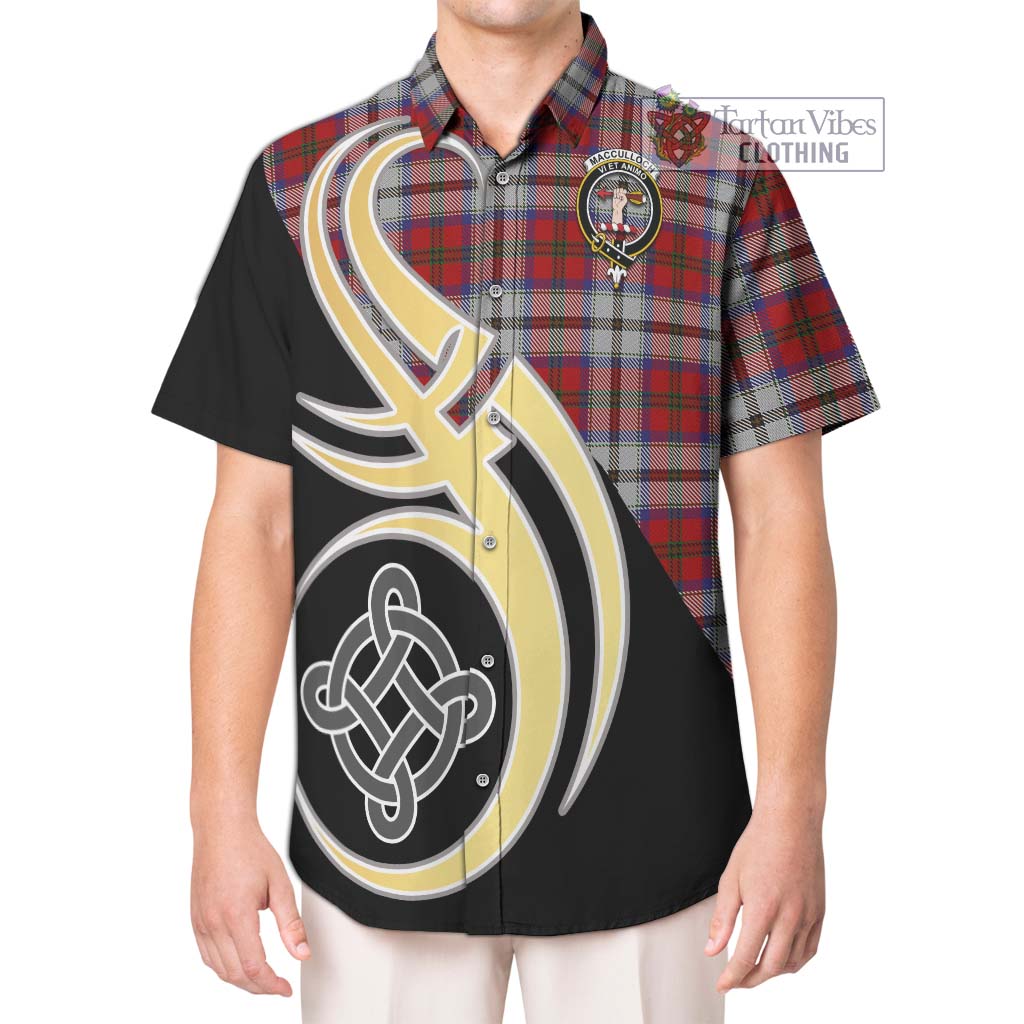 MacCulloch Dress Tartan Short Sleeve Button Shirt with Family Crest and Celtic Symbol Style Kid - Tartan Vibes Clothing