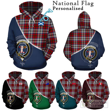 MacCulloch Dress Tartan Hoodie with Personalised National Flag and Family Crest Half Style