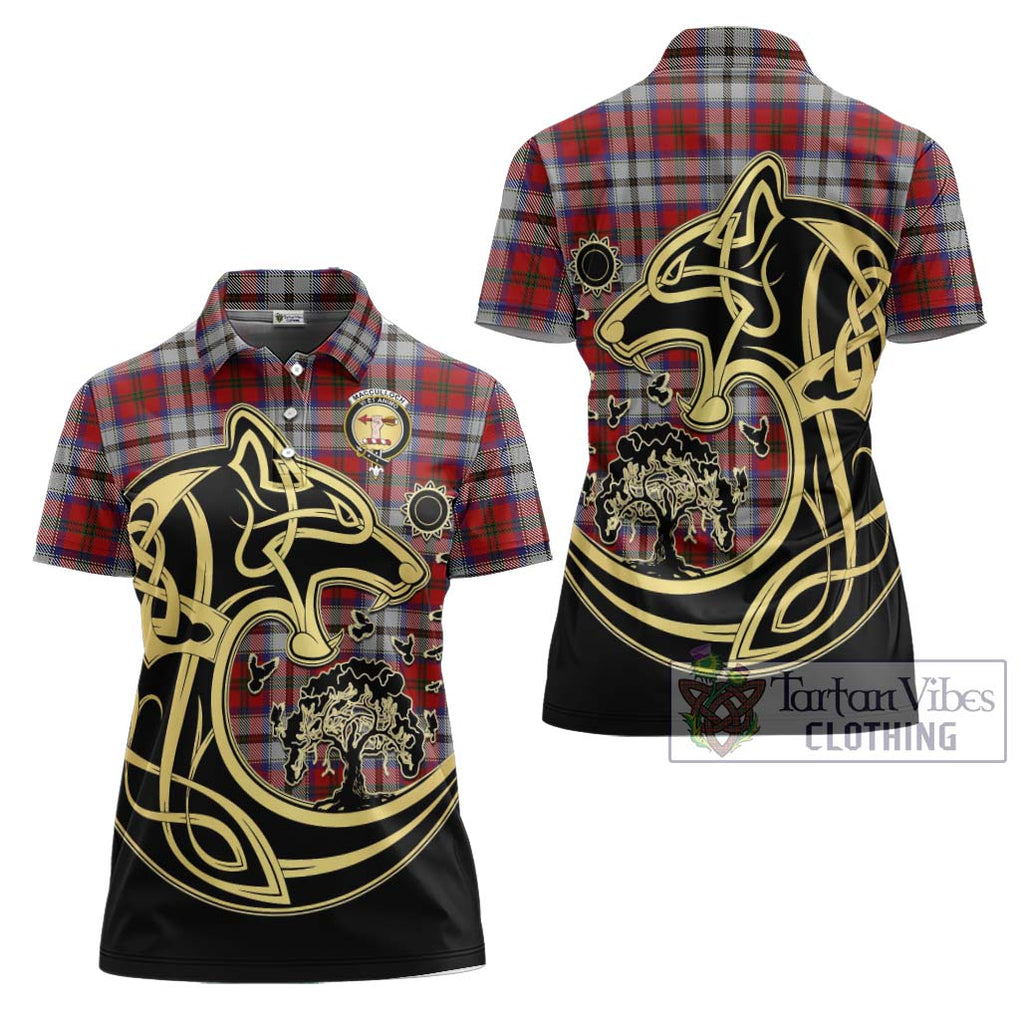 MacCulloch Dress Tartan Women's Polo Shirt with Family Crest Celtic Wolf Style Women - Tartanvibesclothing Shop