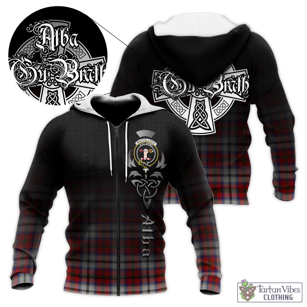 Tartan Vibes Clothing MacCulloch Dress Tartan Knitted Hoodie Featuring Alba Gu Brath Family Crest Celtic Inspired