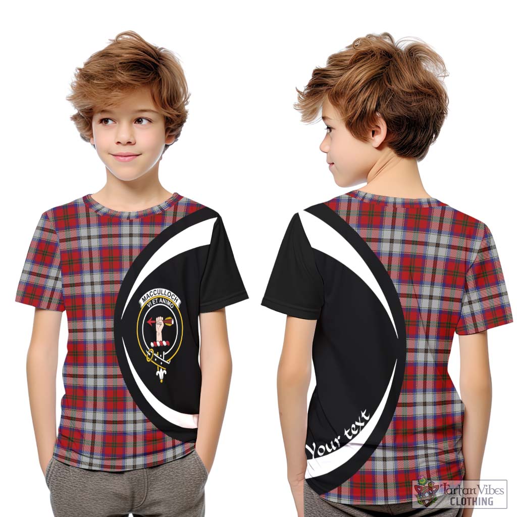 MacCulloch Dress Tartan Kid T-Shirt with Family Crest Circle Style Youth XL Size14 - Tartan Vibes Clothing