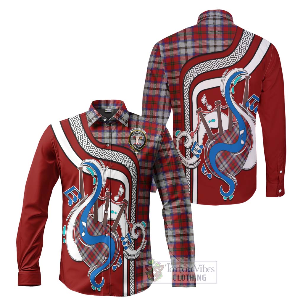 Tartan Vibes Clothing MacCulloch Dress Tartan Long Sleeve Button Shirt with Epic Bagpipe Style