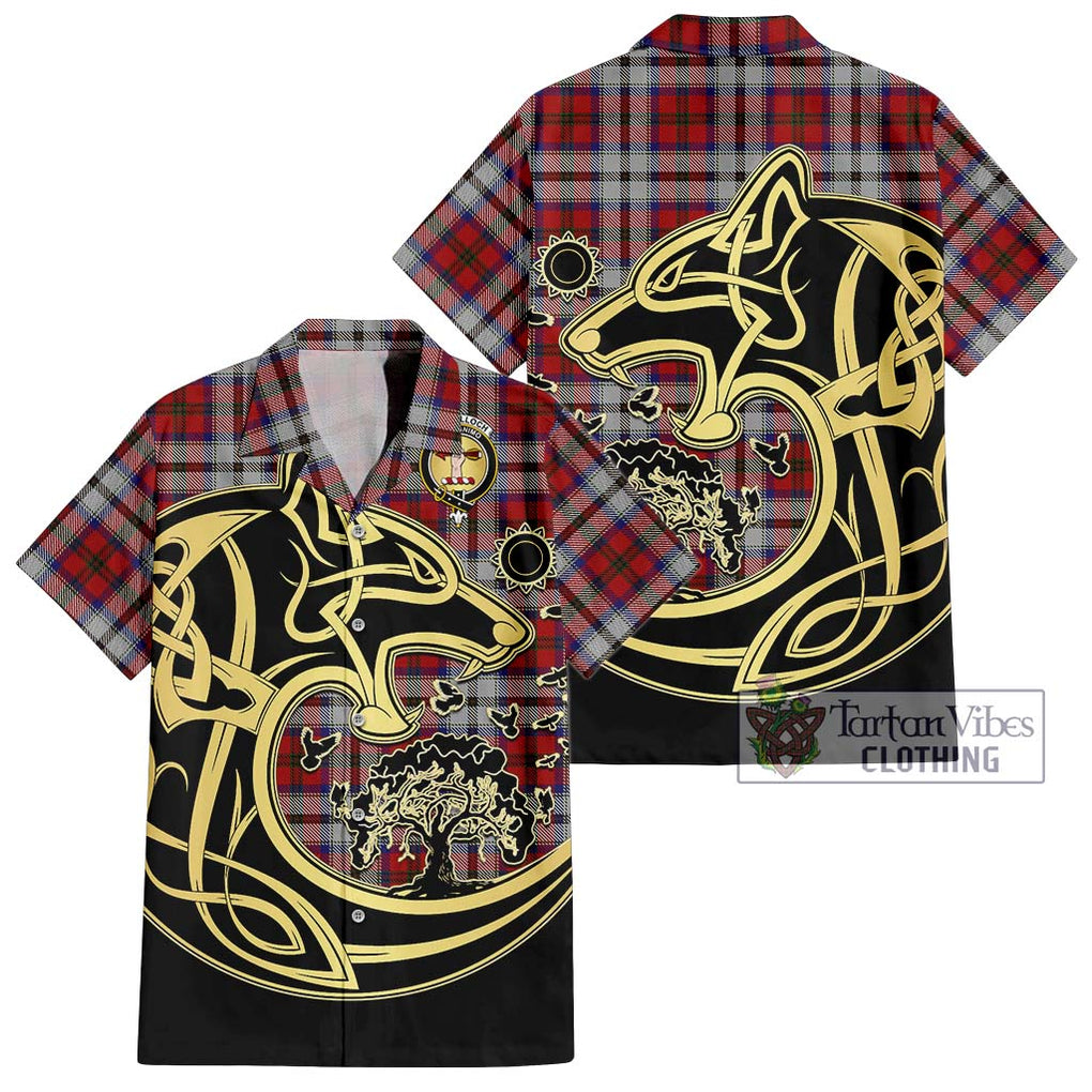 MacCulloch Dress Tartan Short Sleeve Button Shirt with Family Crest Celtic Wolf Style Kid - Tartan Vibes Clothing